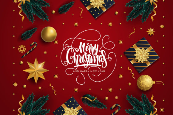 Beautiful Background with Christmas Illustrations