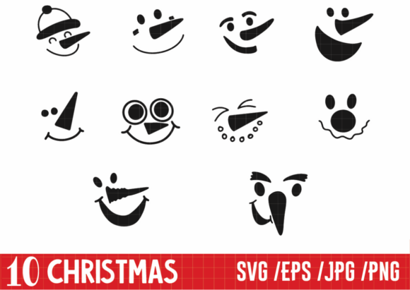 Bundle 10 Christmas Snowman Illustrations