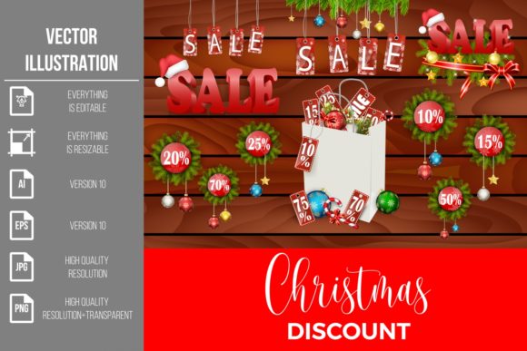 Christmas Discount Vector Set Illustrations