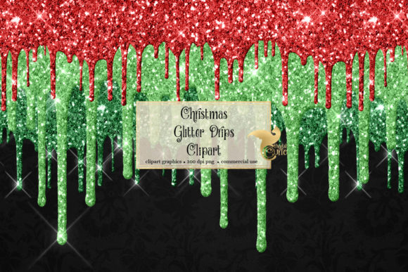 Christmas Glitter Drips Clipart for Festive Branding