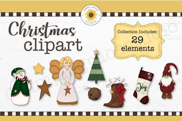 Country Christmas Clipart Illustrations