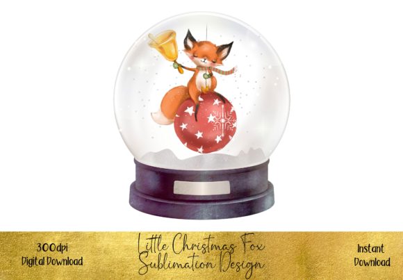 Cute Christmas Fox in a Snow Globe Illustrations