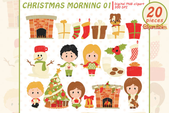 Cute Christmas Morning Clipart for Kids