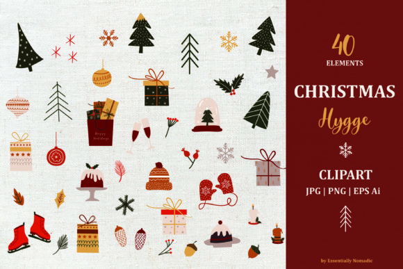Cute Nordic Christmas Clipart Set