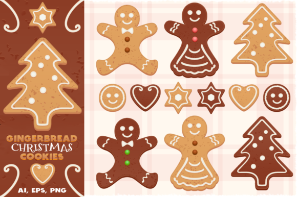 Gingerbread Vector Christmas Cookies for Digital Creators