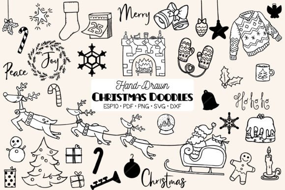 Hand Drawn Christmas New Year Holiday Illustrations