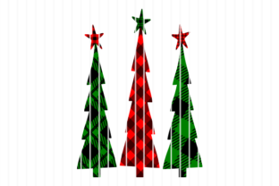 Plaid Christmas Tree Illustrations for Seasonal Design