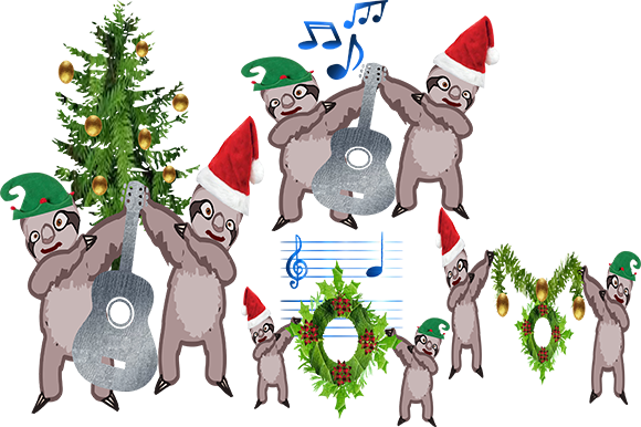 Sloths at Christmas Illustrations